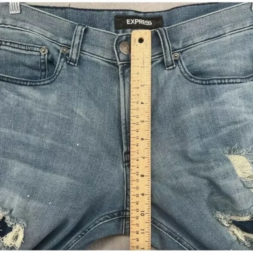 Express Jeans Mens 32x34 Slim Denim Bleach Splatter Ripped Destroyed‎ Thrasher